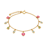 18K Gold Anklet With Colorful Eye Design