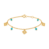 18K Gold Anklet With Turquoise Beads Design