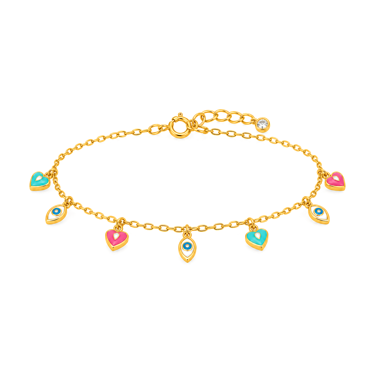 18K Gold Anklet With Multiple Pendants