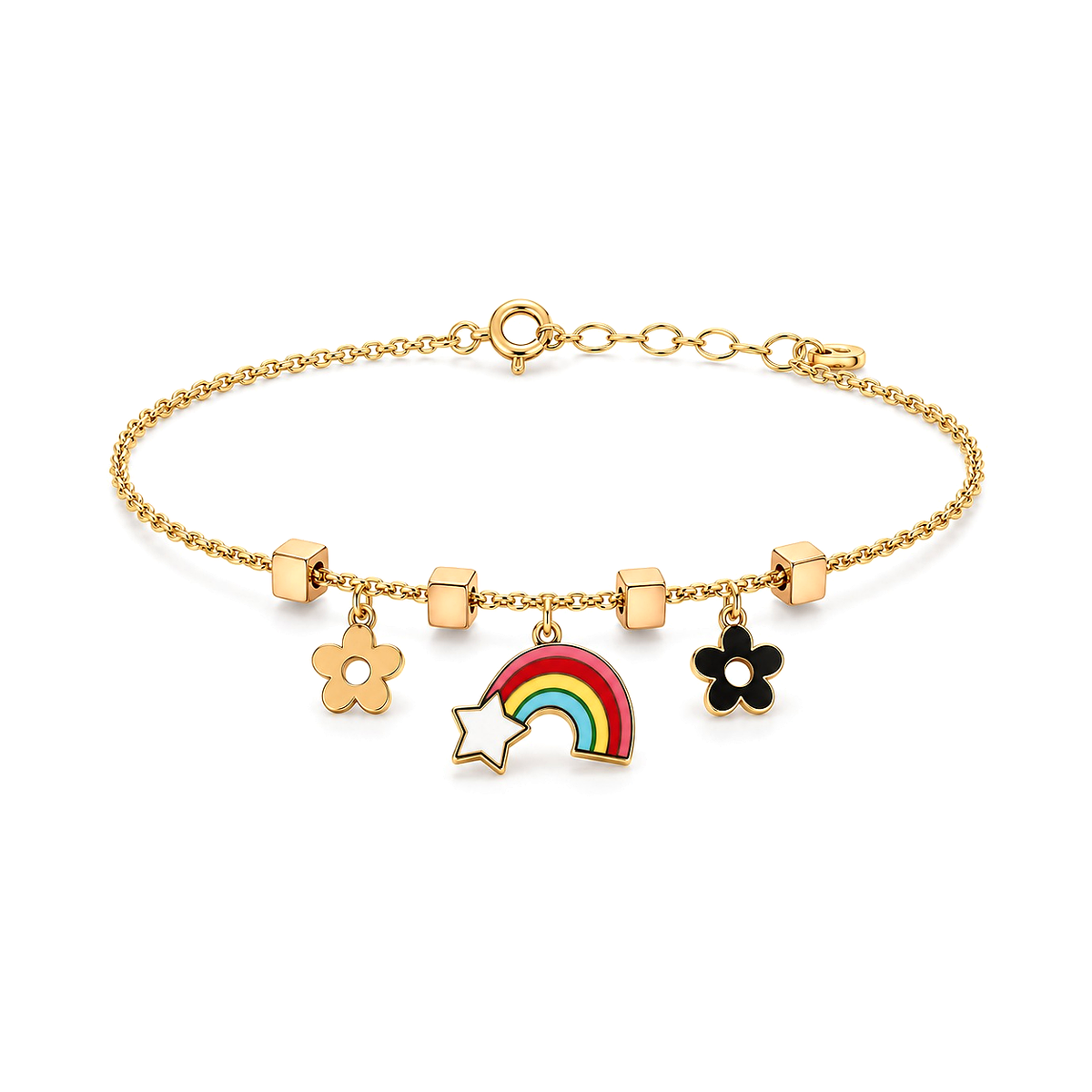 18K Gold Kids Bracelet Rainbow Design