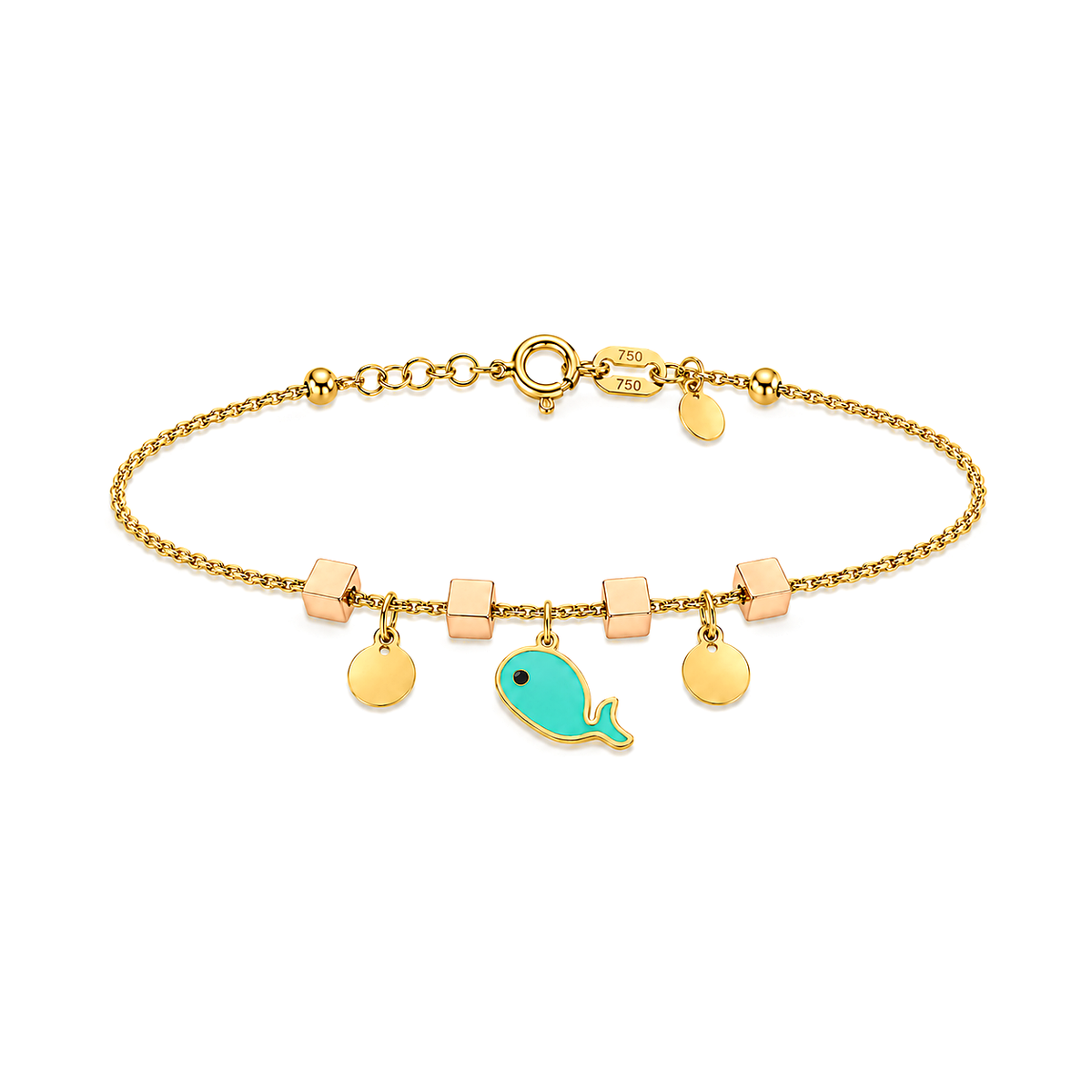 18K Gold Kids Bracelet with Dolphins Design