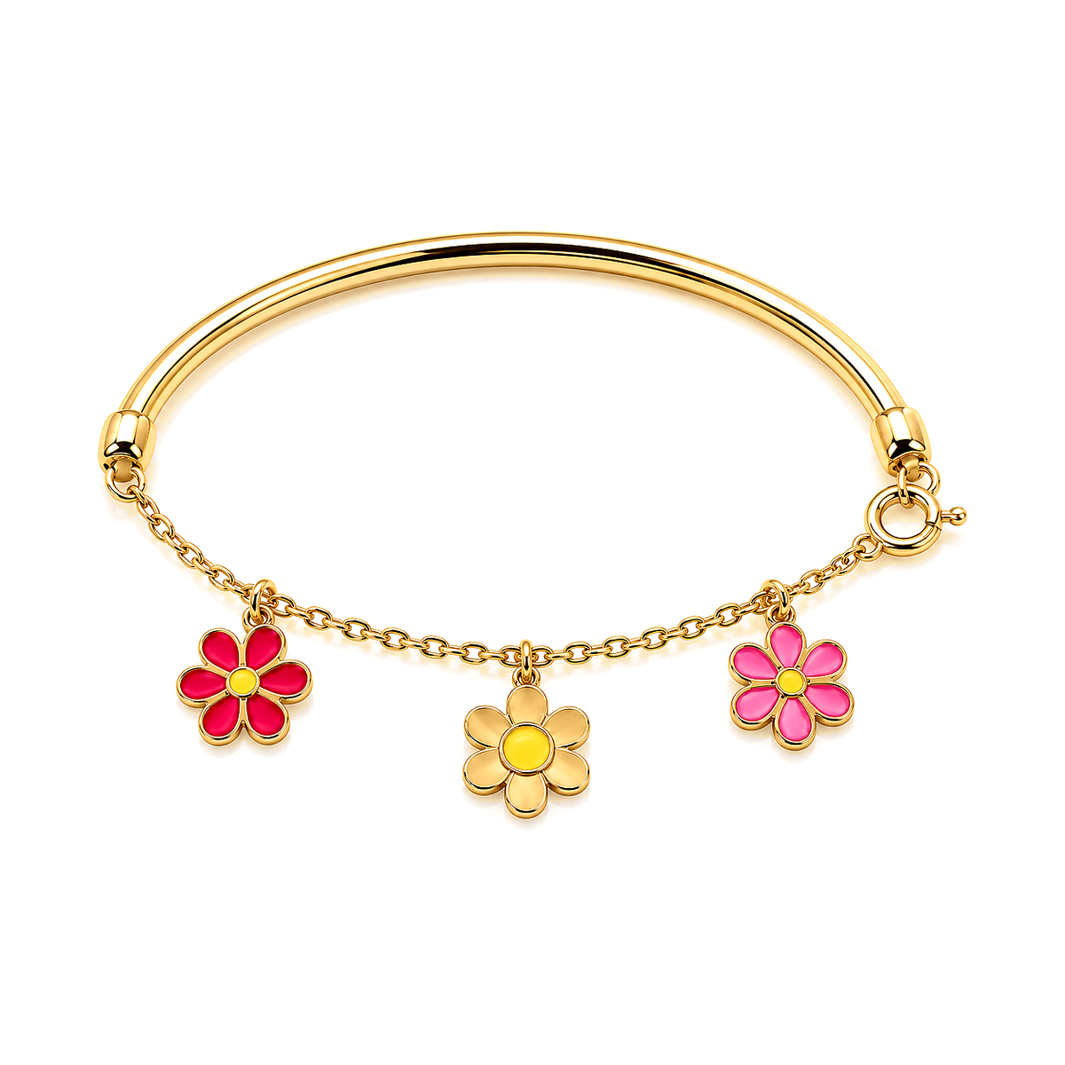 18K Gold Kids Bracelet with Floral Design