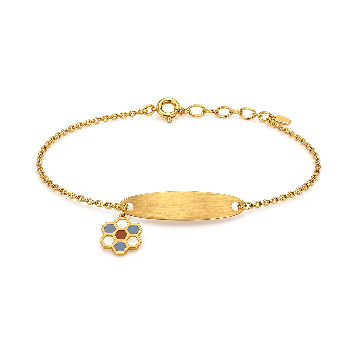 18K Gold Kids Chain Bracelet with Honeycomb Design