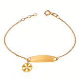 18K GoldKids Bracelet with Abundant Luck Design and Colorful Flower