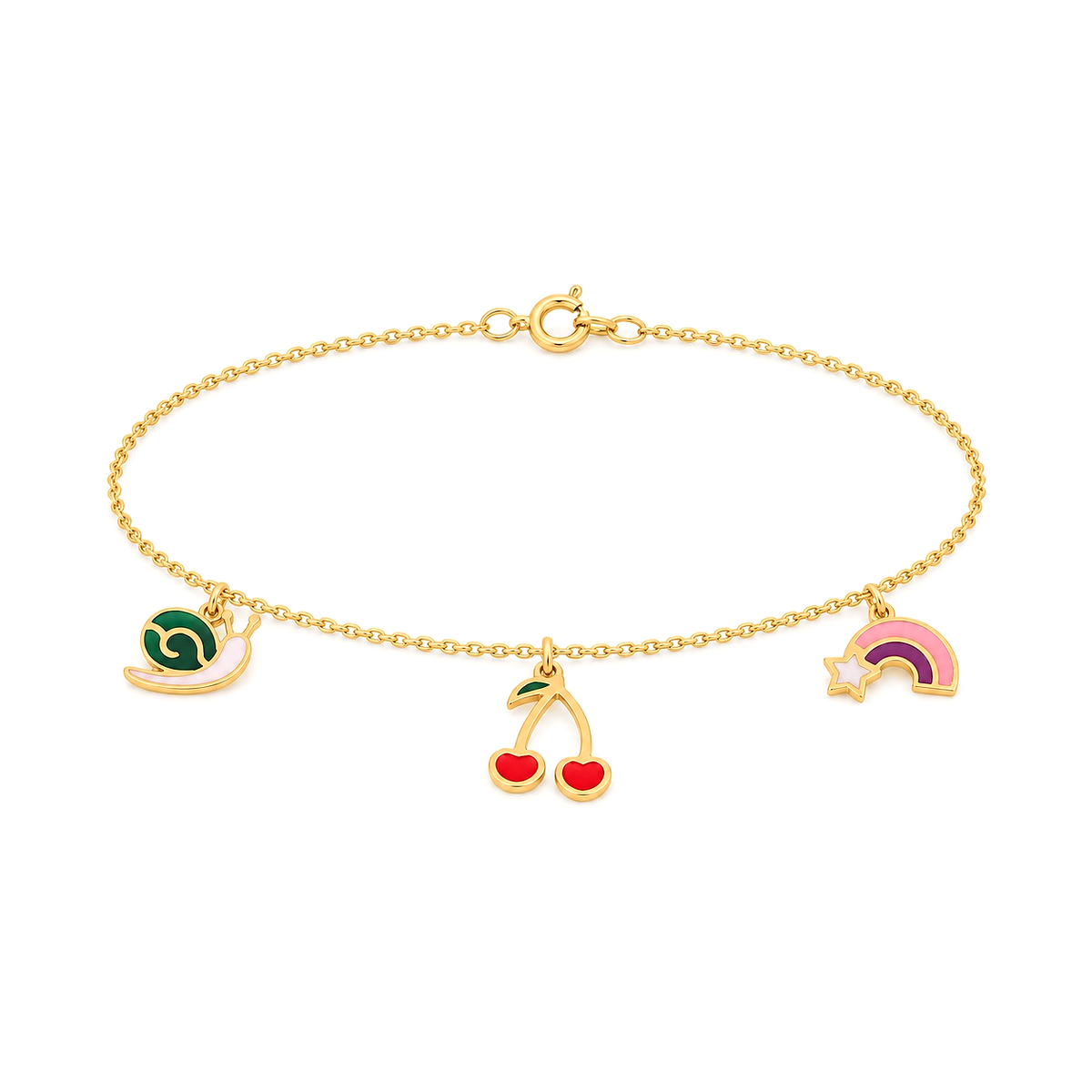 18K Gold Kids Chain Bracelet Happy Snail Design