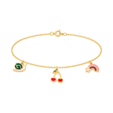 18K Gold Kids Chain Bracelet Happy Snail Design