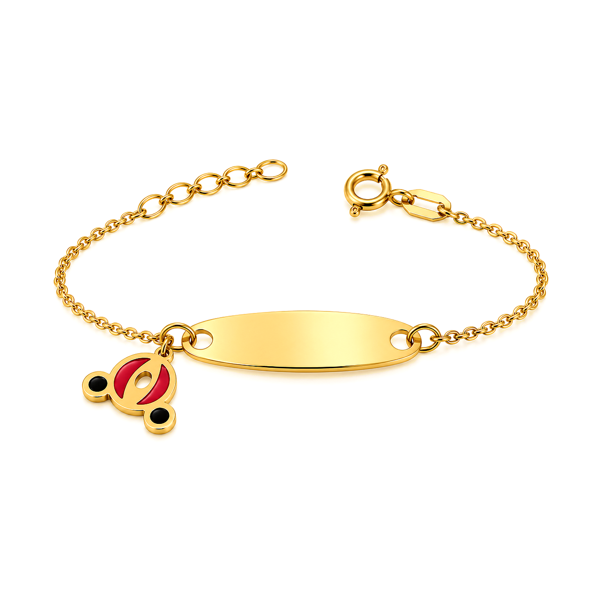 18K Gold Kids Chain Bracelet with Teddy Bear Design