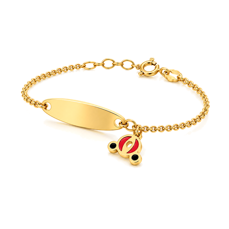 18K Gold Kids Chain Bracelet with Teddy Bear Design
