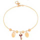 18K GoldKids Bracelet with Cube Separators and Key Charm