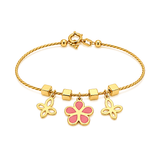 18K Gold Kids Bracelet with Colorful Flower Design
