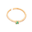 18K Gold Ring with Green Stone and Sparkling Paved Stones