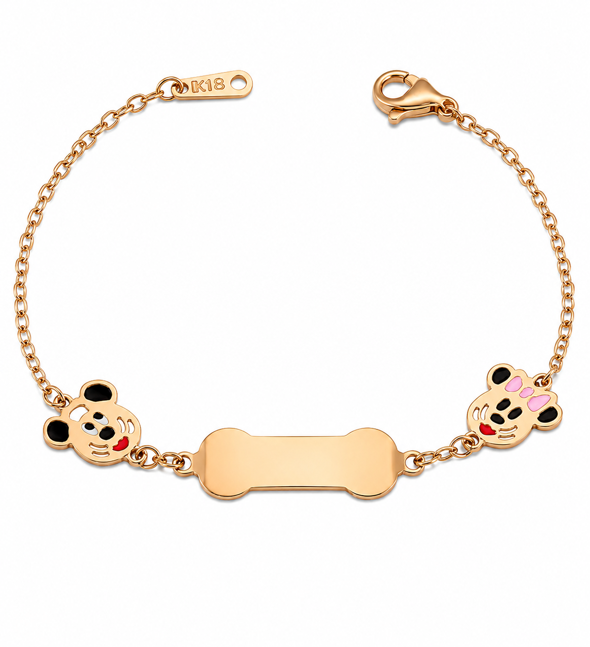 18K Gold Kids Chain Bracelet with Mickey Design