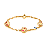 18K Gold Kids Chain Bracelet with Hello kitty Pendant