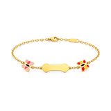18K Gold Kids Chain Bracelet Colorful Butterflies Design
