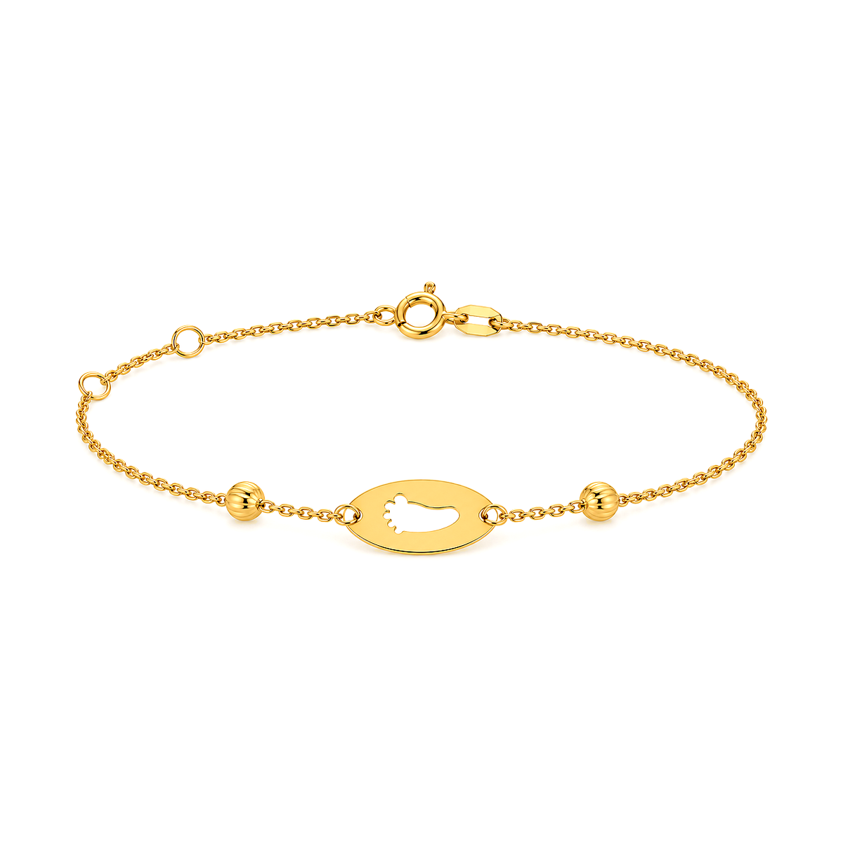 18K Gold Kids Chain Bracelet  with Baby Foot Design