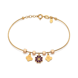 18K Gold Kids Bracelet Rose & Butterfly Design