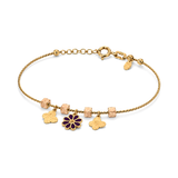 18K Gold Kids Bracelet Rose & Butterfly Design