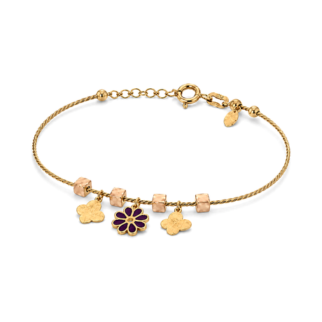 18K Gold Kids Bracelet Rose & Butterfly Design