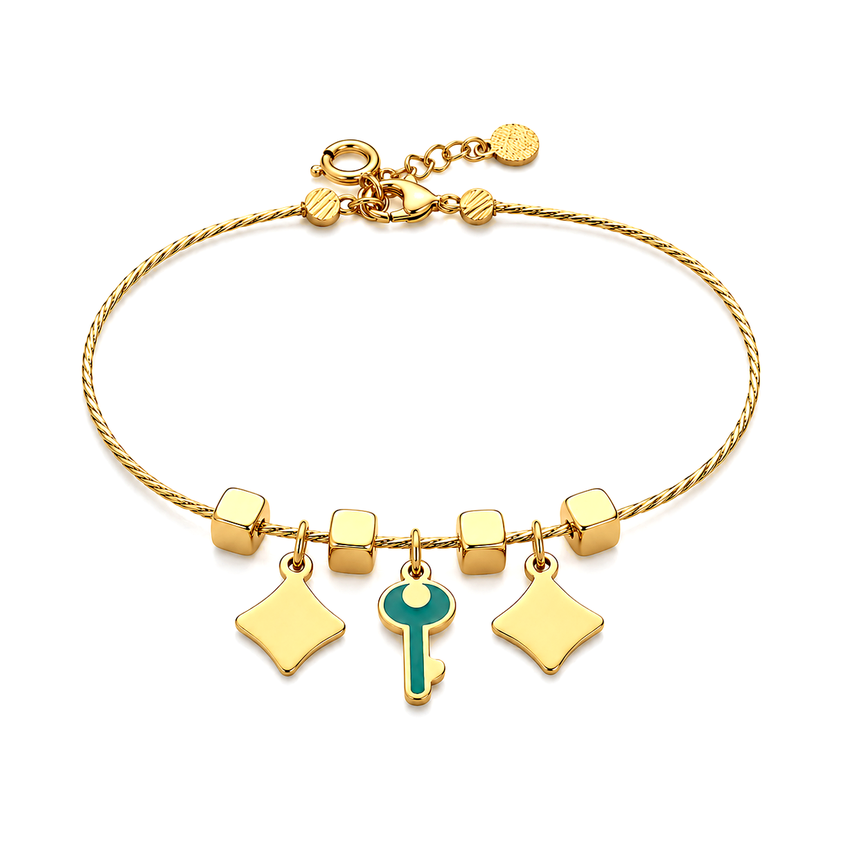 18K Gold Kids Bracelet Key Charms Design