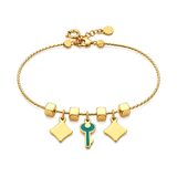 18K Gold Kids Bracelet Key Charms Design