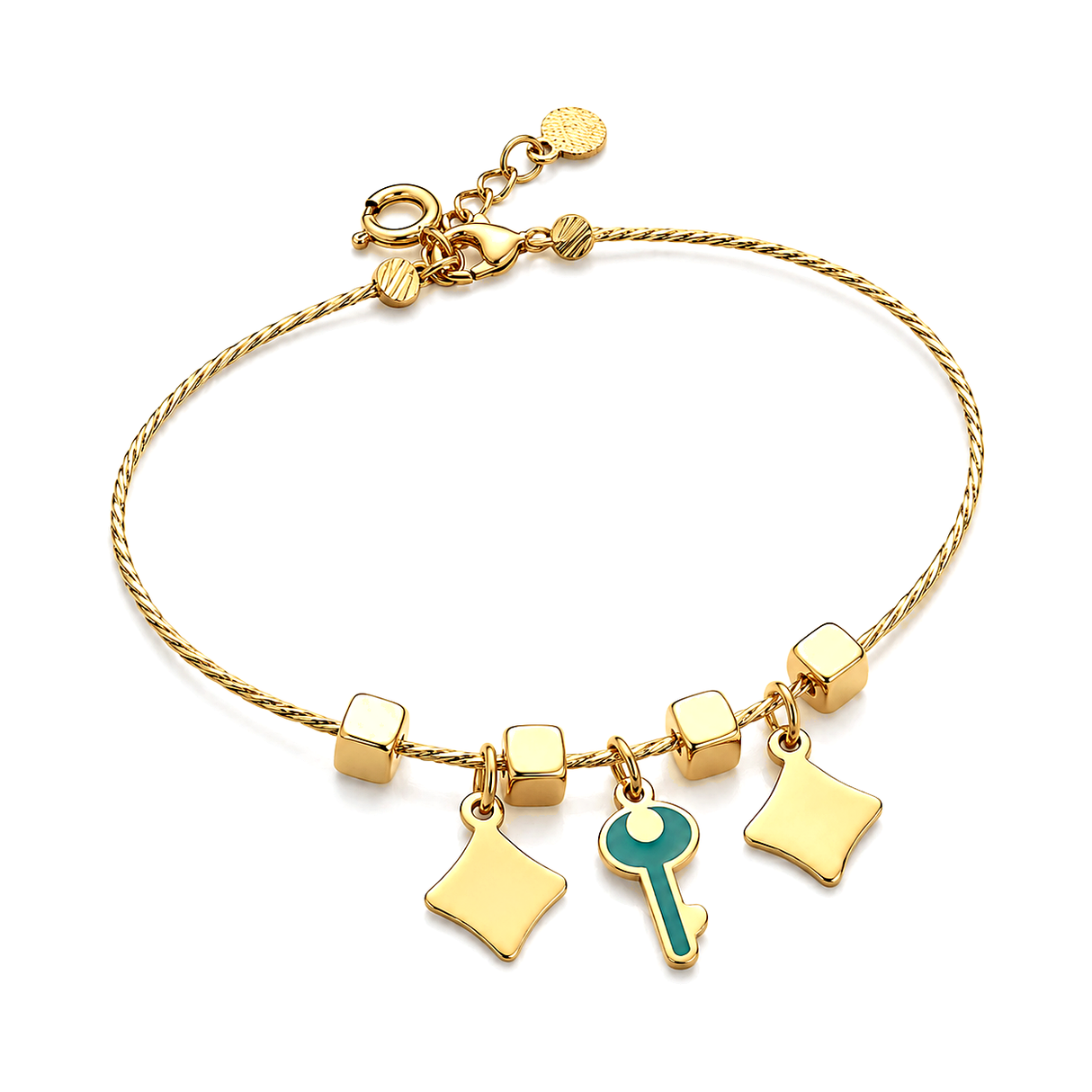 18K Gold Kids Bracelet Key Charms Design