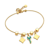 18K Gold Kids Bracelet Key Charms Design