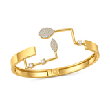 18K Gold Bracelet Open Cuff, Side Details Design