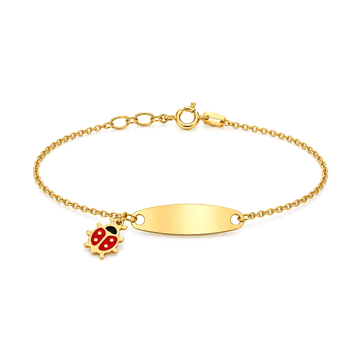 18K Gold Kids Chain Bracelet Ladybug Design