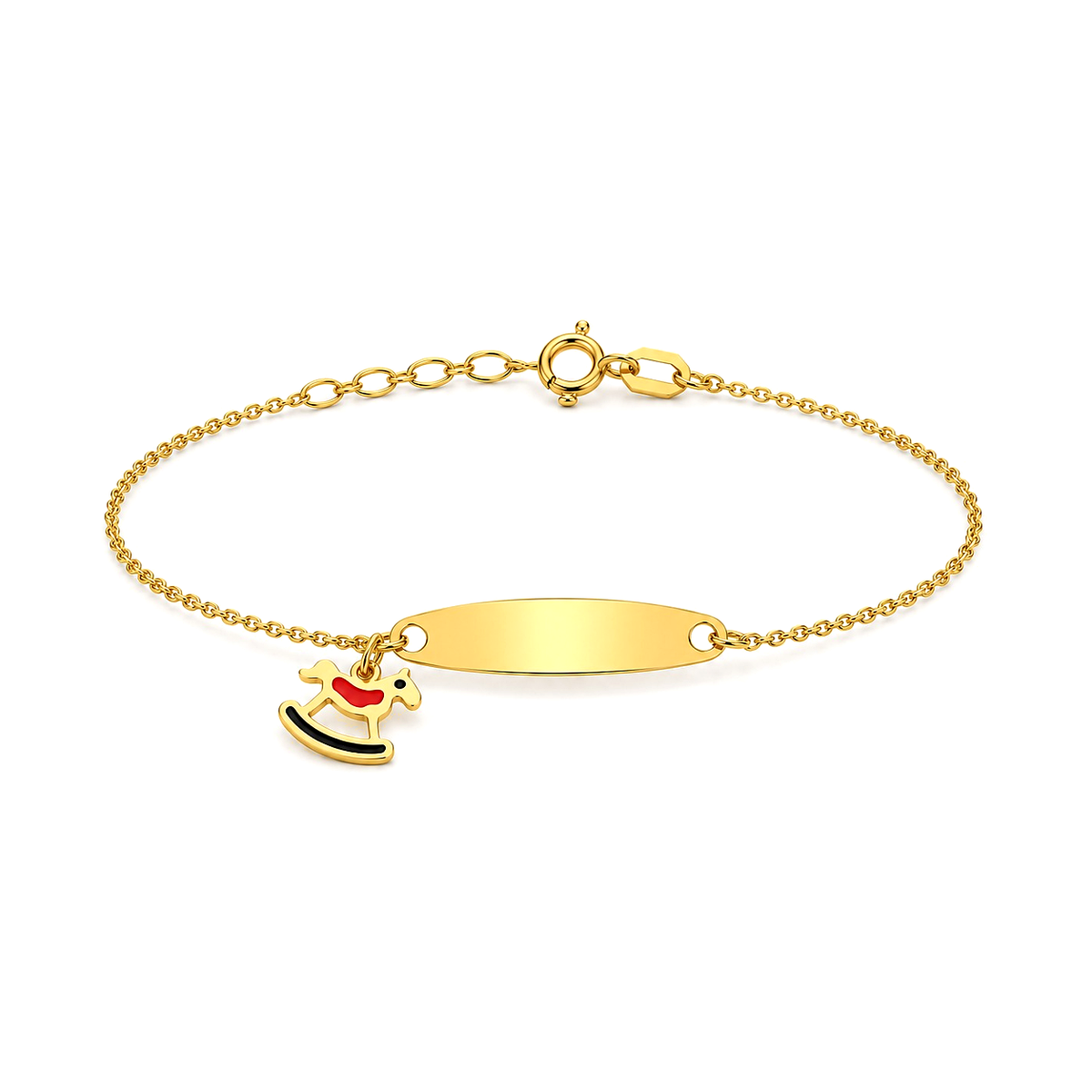 18K Gold Kid Chain Bracelet Horse Design