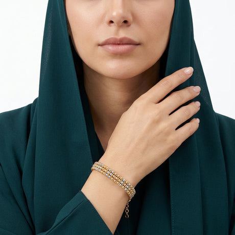 أسورة ذهب عيار 18 بتصميم نسيج السدو