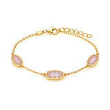 18k Gold Chain Bracelet with Oval Lavender Stones