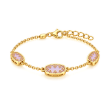 18k Gold Chain Bracelet with Oval Lavender Stones
