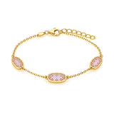 18k Gold Chain Bracelet with Oval Lavender Shapes