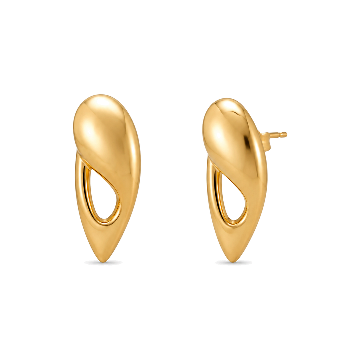 18K Gold Earrings with Teardrop Design