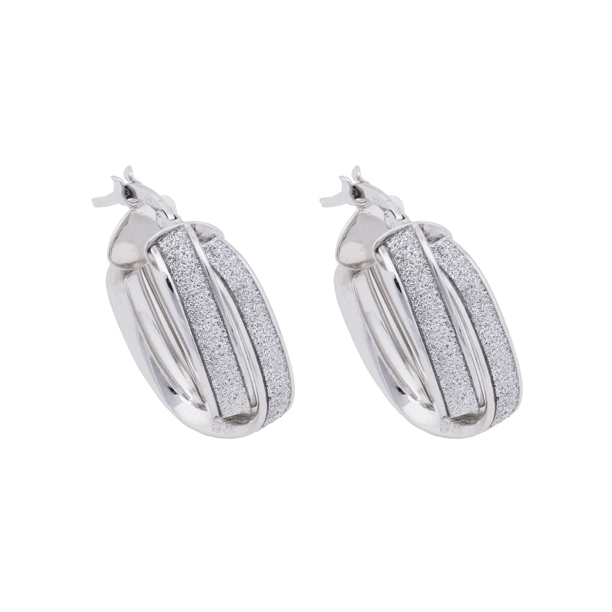 18K Gold Earrings with Shiny Parallel Lines Design