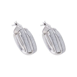 18K Gold Earrings with Shiny Parallel Lines Design