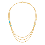 18K Gold Set with Triple Chain and Turquoise Bars
