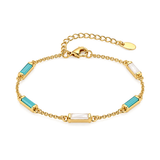 18K Gold Set with Triple Chain and Turquoise Bars