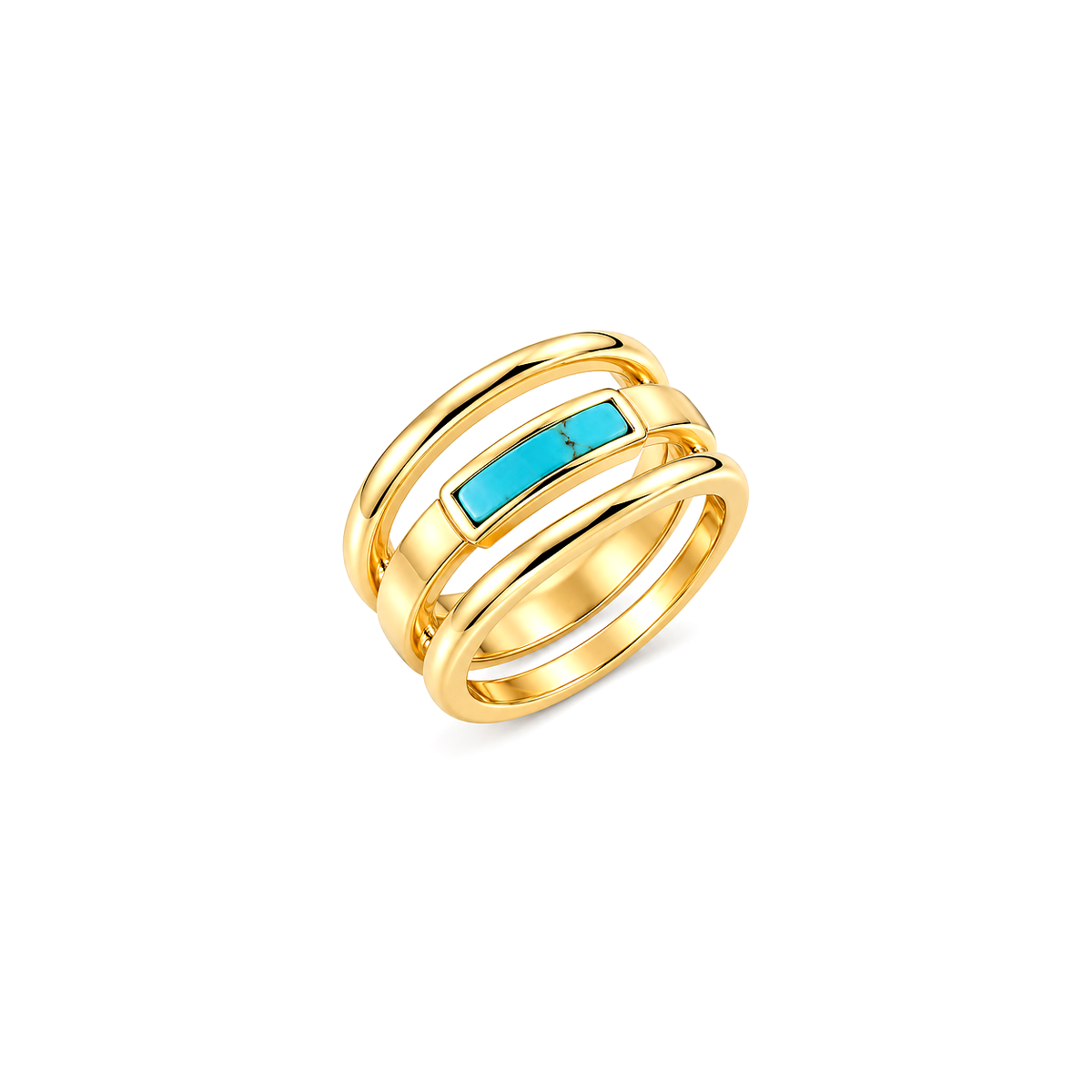 18K Gold Set with Triple Chain and Turquoise Bars