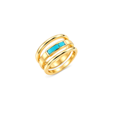 18K Gold Set with Triple Chain and Turquoise Bars