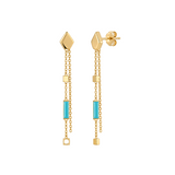 18K Gold Set with Triple Chain and Turquoise Bars