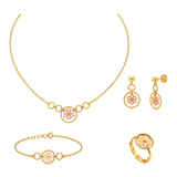 18K Gold Kids Set with Colorful Flower Design