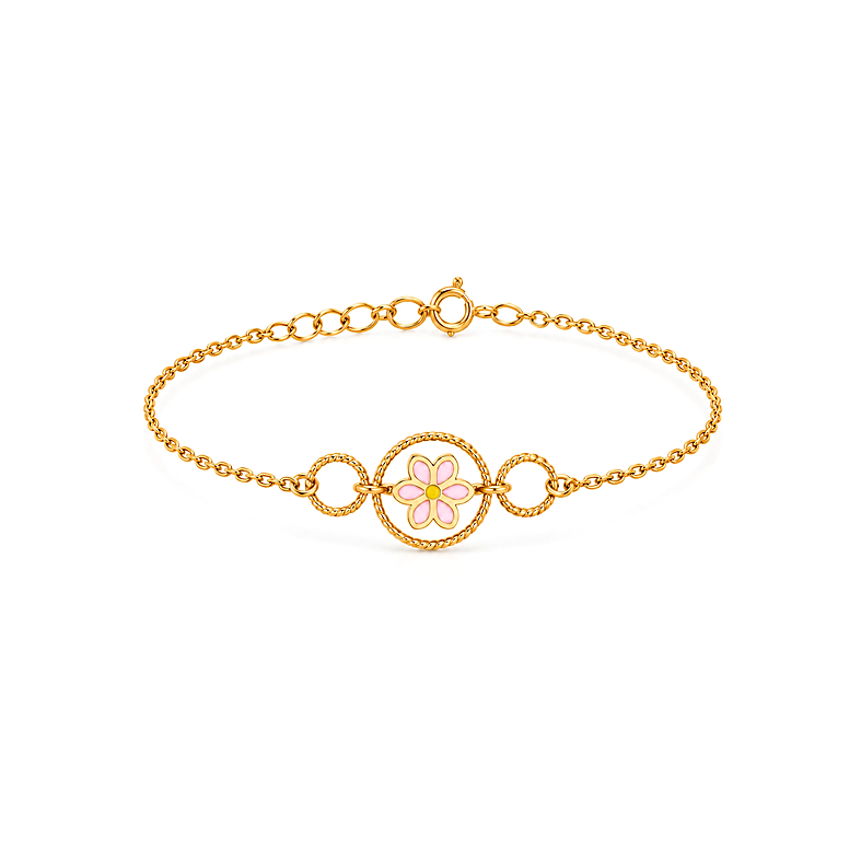 18K Gold Kids Set with Colorful Flower Design