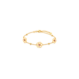 18K Gold Kids Set with Floral & Pink Stone