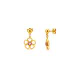 18K Gold Kids Set with Floral & Pink Stone