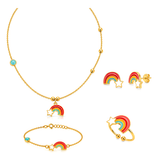 18K Gold Kids Set with Rainbow and Star Design