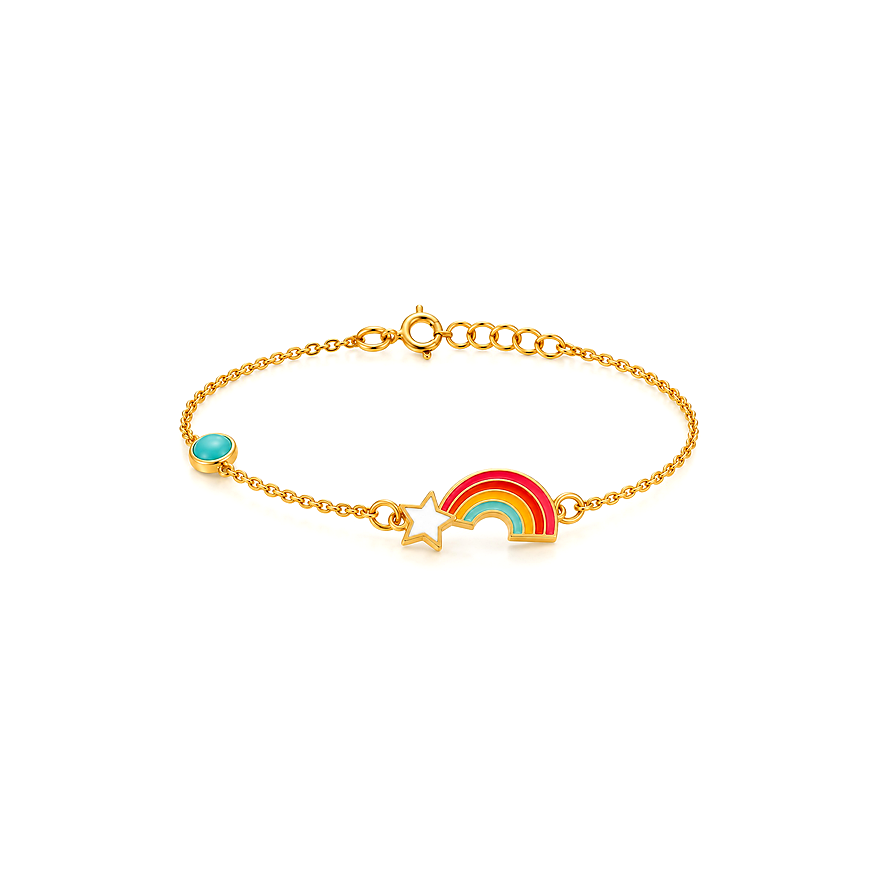 18K Gold Kids Set with Rainbow and Star Design