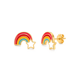 18K Gold Kids Set with Rainbow and Star Design