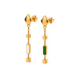 18K Gold Set with Delicate Colorful Rectangle Design