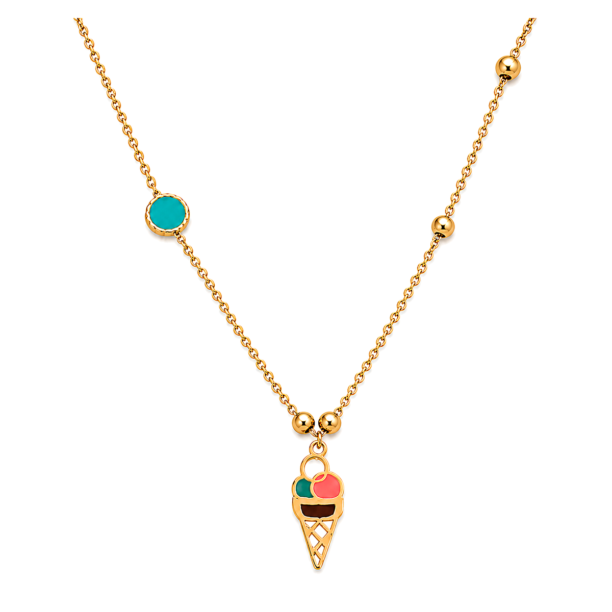 18K Gold Kids Set with Ice Cream Design